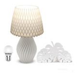 Kit Decoração Quarto Luminária Abajur Espiral + Folhagens Cor Da Estrutura Branco