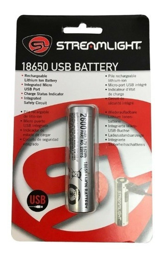 1 Bateria Streamlight 18650 Con Puerto Usb Sl-b26 Recargable