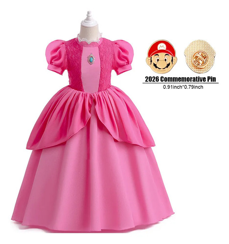 Vestido De Cosplay De Princesa Peach Para Bebés Y Niños, Vestido De Fiesta, Disfraz Para Niñas De 3 A 11 Años, Encaje Y Chiffon, Regalo De Cumpleaños