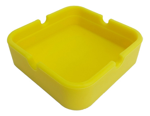 Cinzeiro Silicone Para Cigarros Não Queima Quadrado Duravel Cor Amarelo