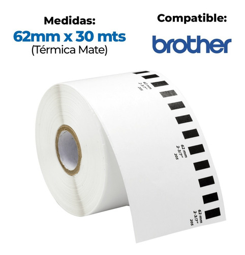 Etiqueta 62mm X 30mtr Térmica Rollo | Brother | Sicar®