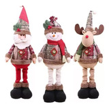 Kit Trio Muñeco Nieve Decoración Navideña Papá Noel Y Reno