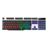 Teclado Gamer Usb Rgb Rainbow Preto E Branco Rise Mode