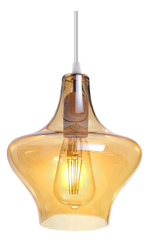 Lampara Colgante 1 Luz Vintage Ambar Fume Deco Moderno Led