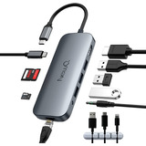 Hub Usb C 9 Puertos Ethernet Hdmi Lector Sd/tf Jack Audio