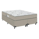 Cama Box Queen Bipartido + Colchão D33 One Face - Suede Bege