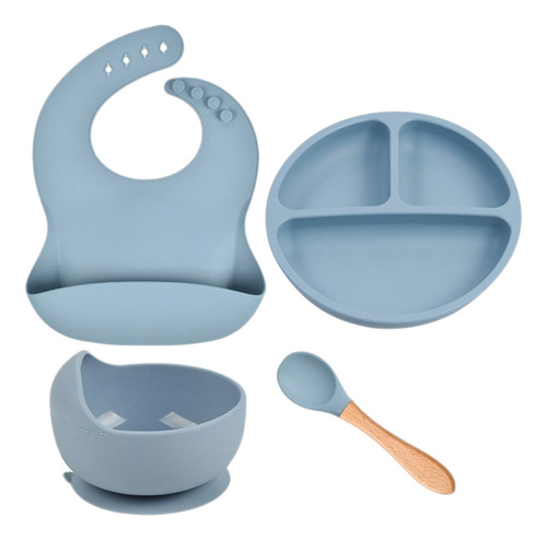 Set Plato De Silicona Para Bebé Niños + Cubierto