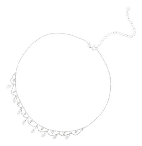 Collar Strass Plata 925 Cadena Corona Fiesta Estrella Sol 