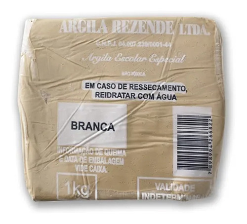 Argila Escolar Branca Para Modelagem Com 1 Kg