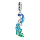 Charm Ave Pavorreal Reluciente Plata 925 Con Cadena Pajaro 