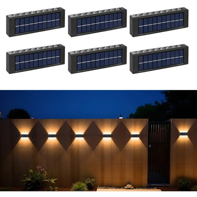 6pcs 16led Doble Cara Lampara De Pared Solar Color Calido Led Patio Impermeable Ip65 Aire Libre Led Jardin Decoracion Pasillo Escalon Lampara De Pared | Envío gratis