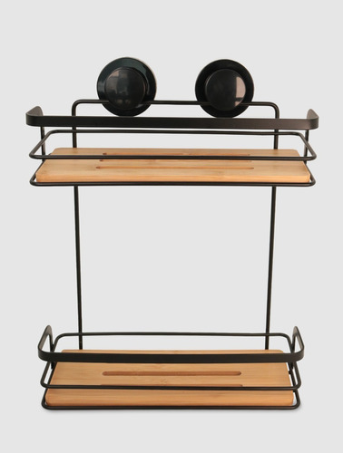 Organizador Doble Rack Succión Bajo Bamboo Metal Baño Morph