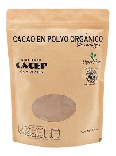 Cacao Orgánico En Polvo 500 G