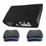 Kit 2 Case + Skin Capa Para Ps4 Slim- Estojo Controle 