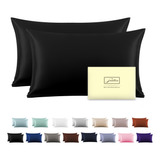 Funda De Almohada De Seda Tamaño King Color Negro 2pzs