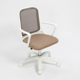 Silla De Oficina, Cortador Giratorio, Base Blanca, Color Beige, Material De Tapicería: Crepé, Creativo