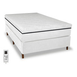 Colchão Magnético Solteiro Massageador Quântica + Cama Box Cor Branco