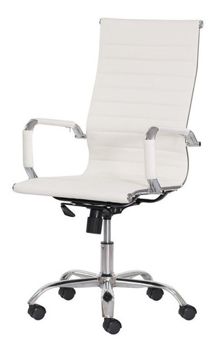 Cadeira De Escritório Waw Design Presidente Stripes Ergonômica  Branca Com Estofado De Couro Sintético X 2 Unidades