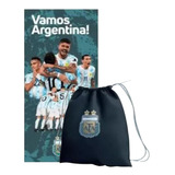 Toallón+mochila Selección Argentina Messi Mundial Afa 70x150