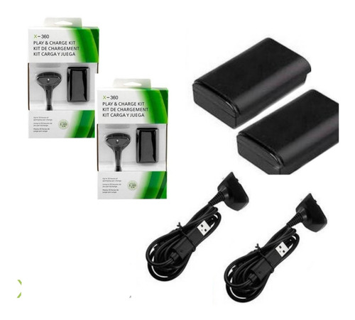 Pack X2 Kit Carga Y Juega Xbox 360 Recargable X-360