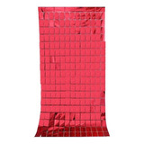 Cortina Metalizada Quadrada Metálica Painel - Vermelha