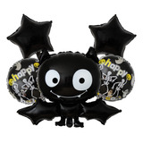 6 Kit Decoración Con 30 Globos Metalico Halloween Murciélago