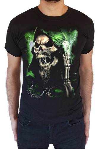 Remera Estampada - Dj - Calavera - Brilla En La Oscuridad