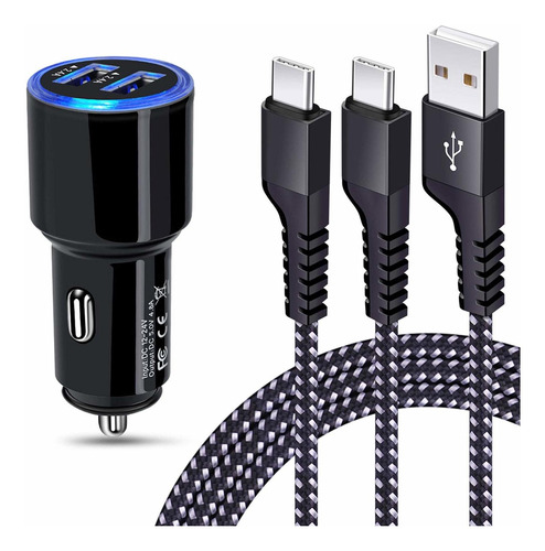 Cargador Para Coche  Usb C, Adaptadordoble Puerto 4.8a Fr6x