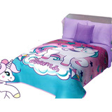 Cobertor Unicornio Matrimonial Ponylove Ligero Provipolar Color Lila Diseño De La Tela Ponylove