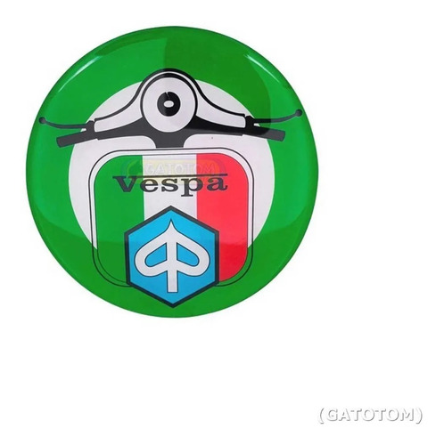 Emblema Vespa Adesivo Guidão Green 3d Itália Piaggio Gts Gtv