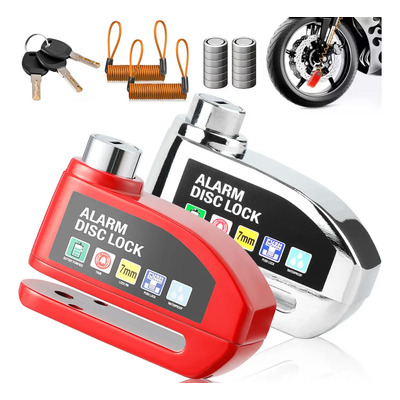 Candado Disco Alarma Cobling Rojo 130dB Para Moto Y Bicicleta 2 Piezas | Envío gratis