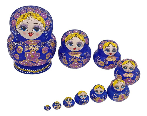 Conjunto De Boneca De Madeira Russa Babushka Matryoshka 10