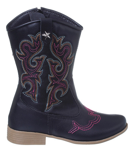 Bota Texana Infantil Feminina Country Cowboy Bordada Rodeio