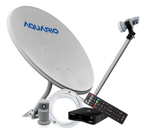 Kit Parabólica Digital Ku Aquário - Antena Receptor Cabo 15m