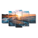 Quadros Decorativos Mosaico Mdf Por Do Sol Ao Mar Agua Cor N/a Cor Da Armação N/a