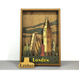 Cuadro Decorativo Londres Reloj Big Ben Paisaje En Madera