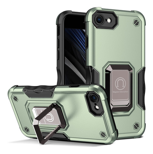 Funda Para iPhone Series Con Soporte Metálico De Silicona