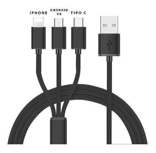 Cable De Carga Rapida Y Datos Para iPhone-tipo C Y V8