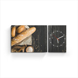 Cuadro Diptico Con Reloj De Pared Cocina Panes Decoracion