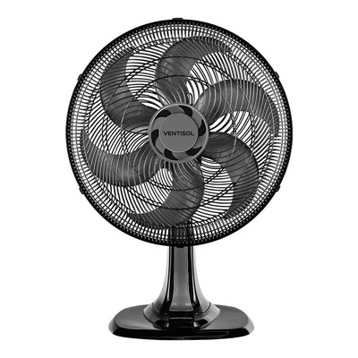 Ventilador de Mesa Ventisol Turbo 80w 40cm 3 Velocidades e 6 Pás Oscilantes Preto e Prata | Frete grátis