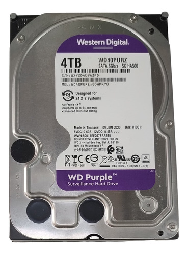 Kit De 2 Unidades Hd Purple 4tb Wd - Usado S/nf