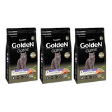 Ração Golden Gatos Adultos Salmão 3kg Premier Kit 3 Unidades