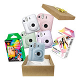 Camera Instax Mini Filme Macaron E Rainbow Kit Presente Fuji Cor Branca