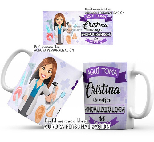 Mug Mejor Fonoaudiologa Nombre Personalizado Taza Pocillo