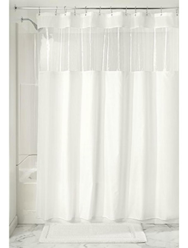 Interdesign Fabric Shower Curtain  72  X 72 , White/clear