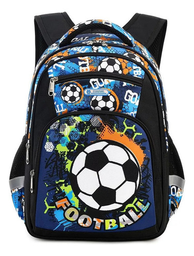 Mochila Escolar Infantil Masculina Grande Padrão De Futebol3