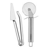 Kit Pizza Pegador Espátula Cortador Inox Tramontina Cozinha