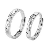 2 Anillos Promesa Pareja Lujo Sol Y Luna De Plata Fina 925 