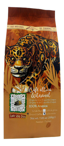 Café Jaguar Sólo Dios, Molido, Artesanal, 200g. Chiapas