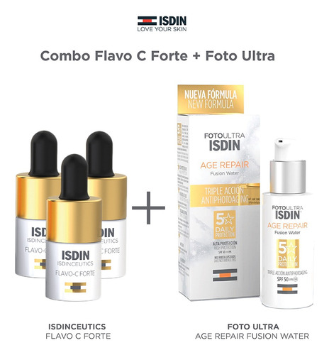 Combo Isdin Solar Y Antioxidante Ultra Age Repair + Flavo C